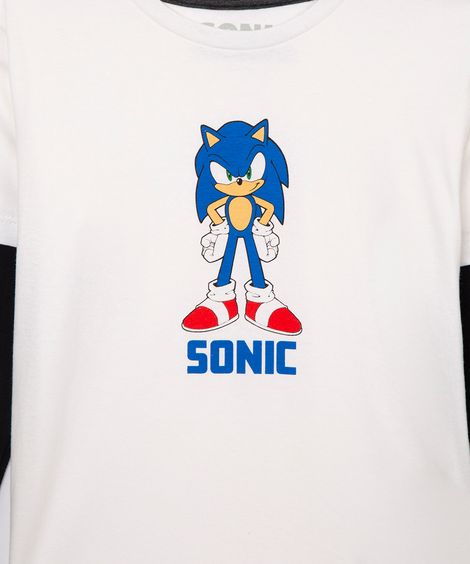 camiseta de algodão infantil sonic off white