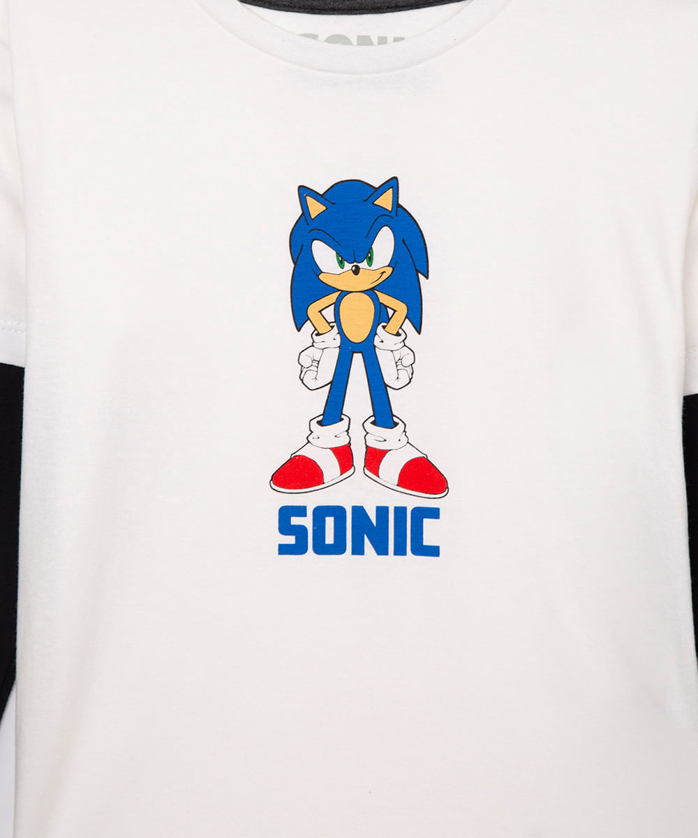camiseta de algodão infantil sonic off white