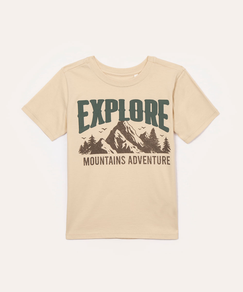 camiseta de algodão explore bege