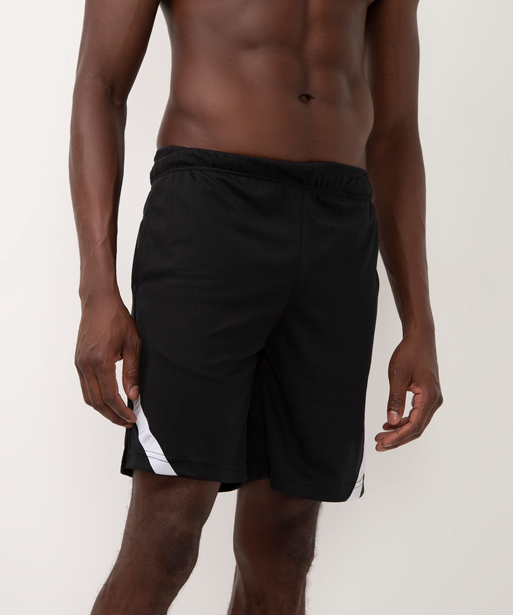 short basquete cós com elástico esportivo preto