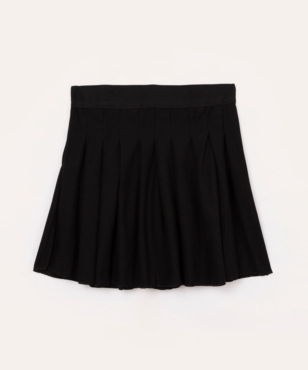 saia plissada flanelada infantil preta