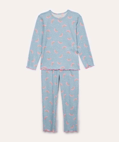 pijama infantil longo arco íris azul claro