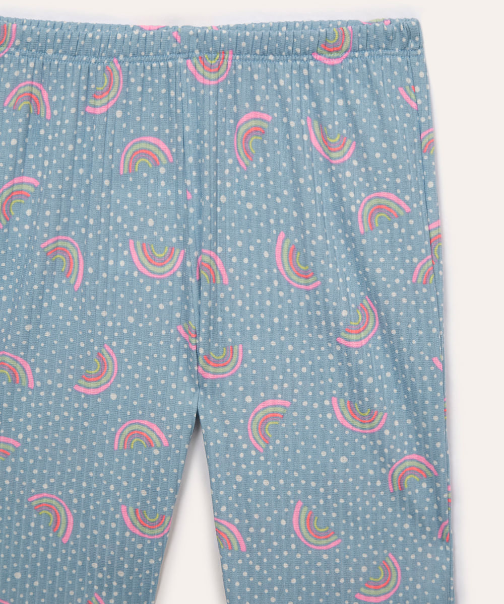pijama infantil longo arco íris azul claro