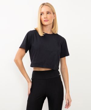 blusa cropped detalhe nas costas esportivo ace preto