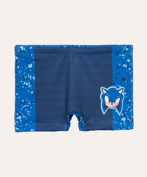 sunga boxer infantil sonic proteção uv azul marinho