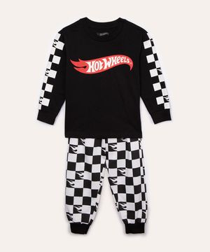 pijama de moletom infantil hot wheels preto