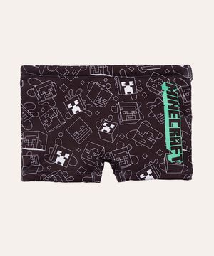 sunga boxer infantil minecraft proteção uv preta