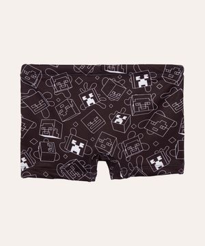 sunga boxer infantil minecraft proteção uv preta