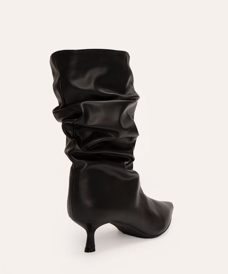 bota cano médio bico fino salto baixo oneself preto