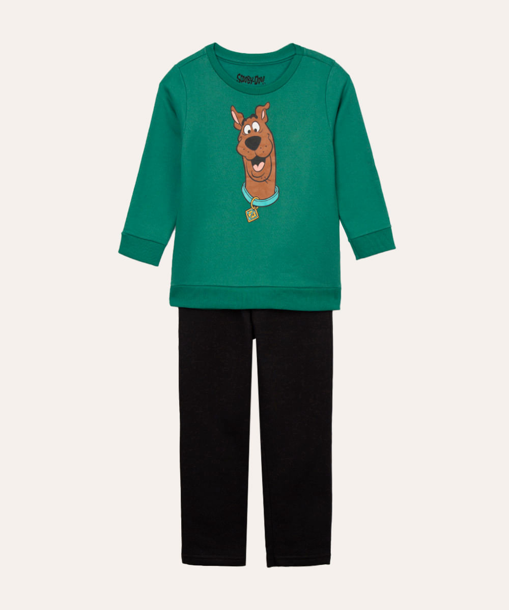 conjunto de moletom infantil scooby doo verde escuro
