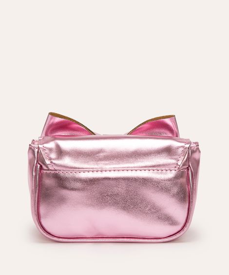 bolsa infantil metalizada laço rosa