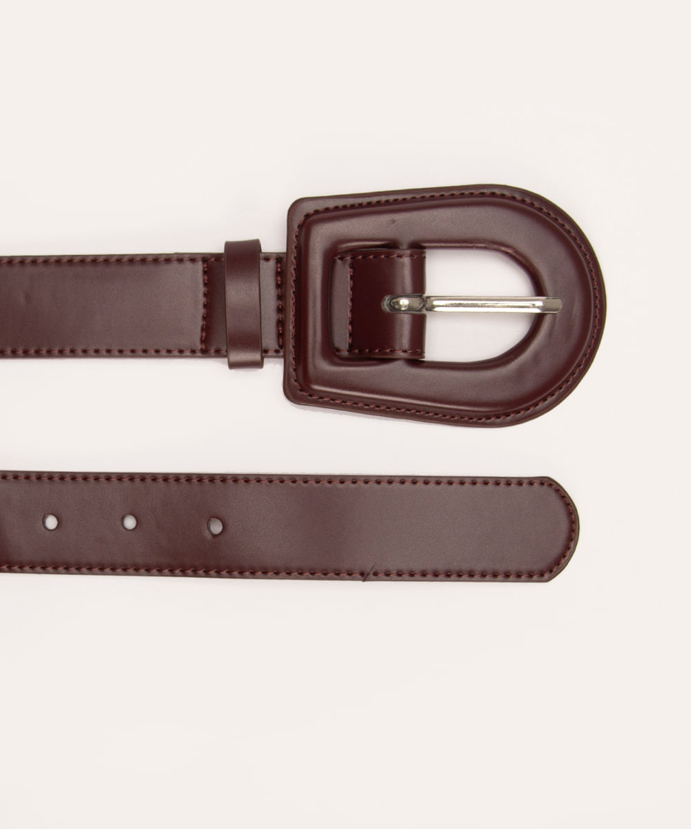 cinto com fivela forrada marrom