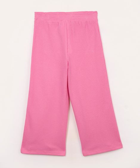 calça wide leg de algodão infantil com bolso pink