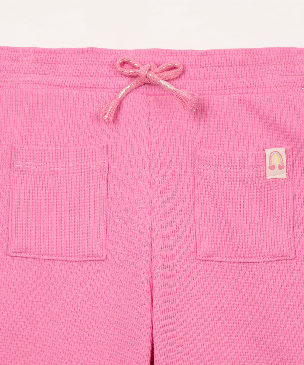 calça wide leg de algodão infantil com bolso pink