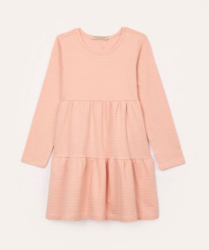 vestido de algodão infantil texturizado rosa claro