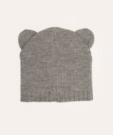 gorro de tricot infantil urso cinza