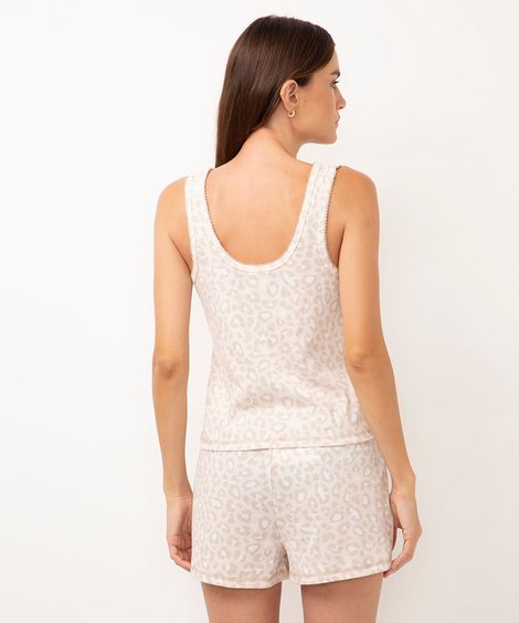 pijama de algodão curto animal print rosa