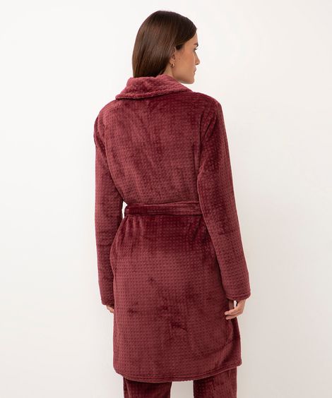 roupão de fleece texturizado vinho