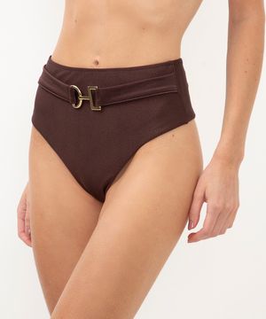 calcinha hot pant biquini com cinto proteção uv marrom