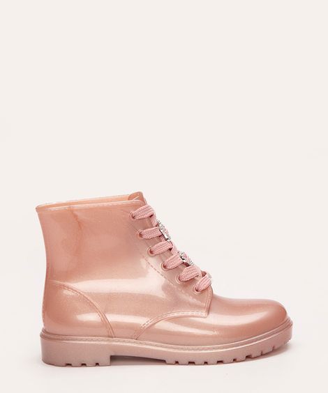 bota coturno infantil rosa claro