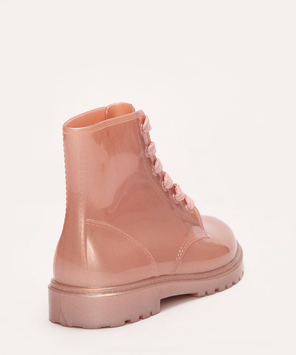 bota coturno infantil rosa claro