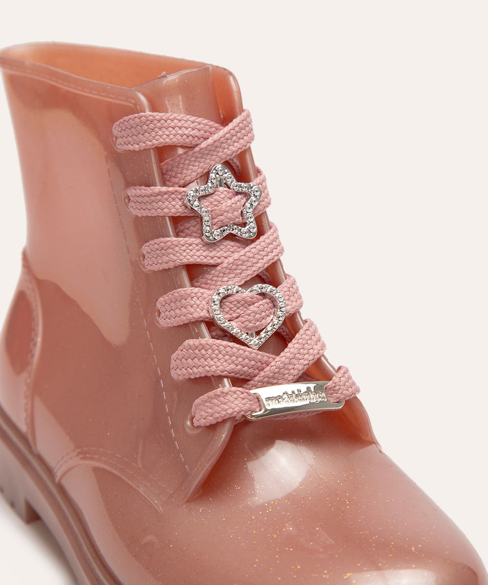 bota coturno infantil rosa claro