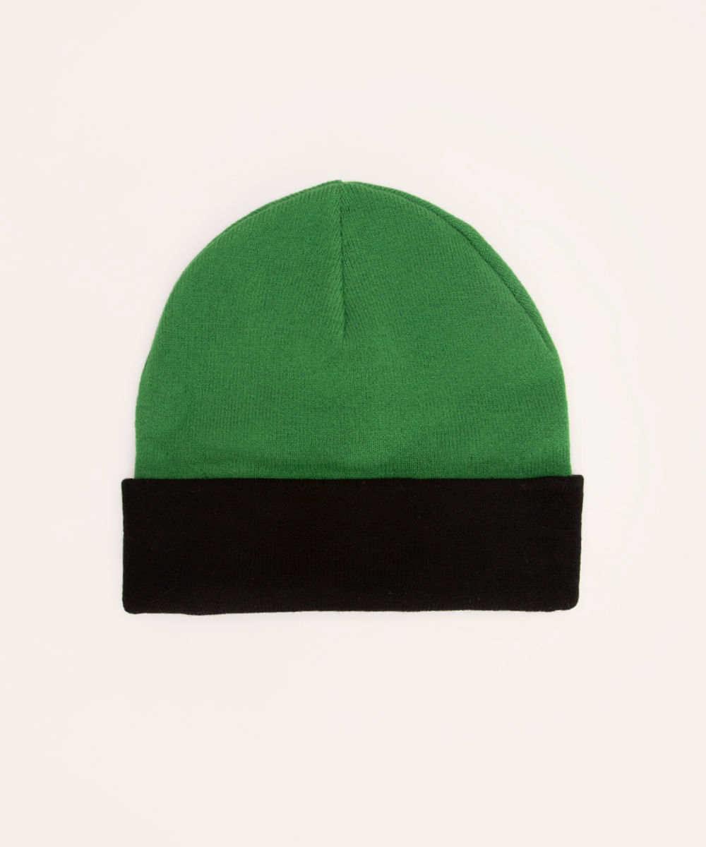 gorro de tricot infantil minecraft verde