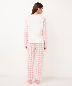 pijama de fleece manga longa pooh rosa