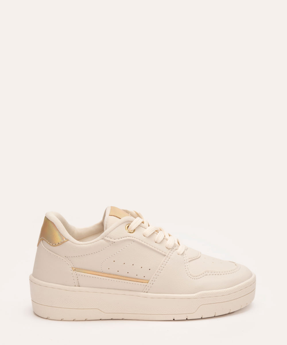 tênis casual infantil com recorte off white