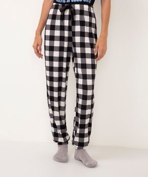 calça de pijama jogger xadrez preto