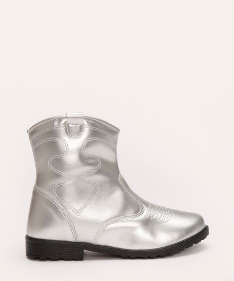 bota westen infantil metalizada prata