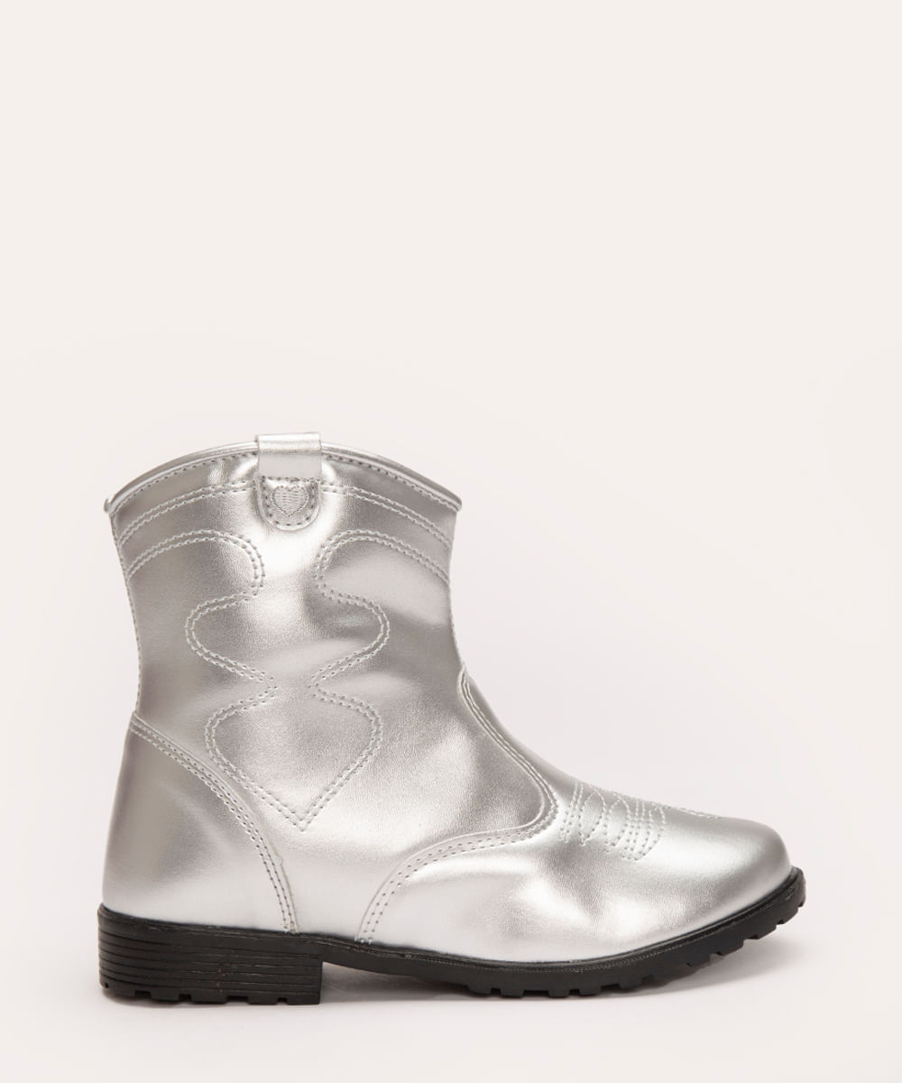 bota westen infantil metalizada prata
