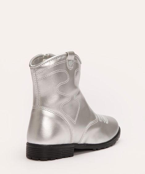 bota westen infantil metalizada prata