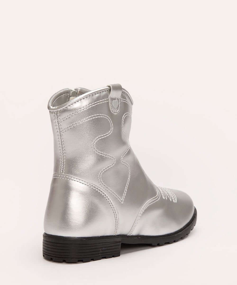 bota westen infantil metalizada prata