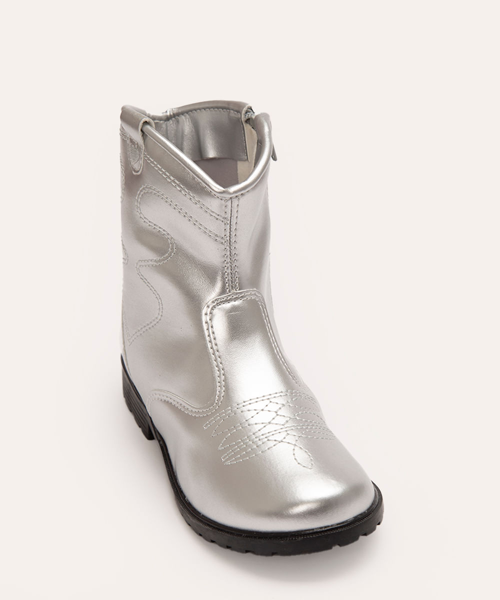 bota westen infantil metalizada prata