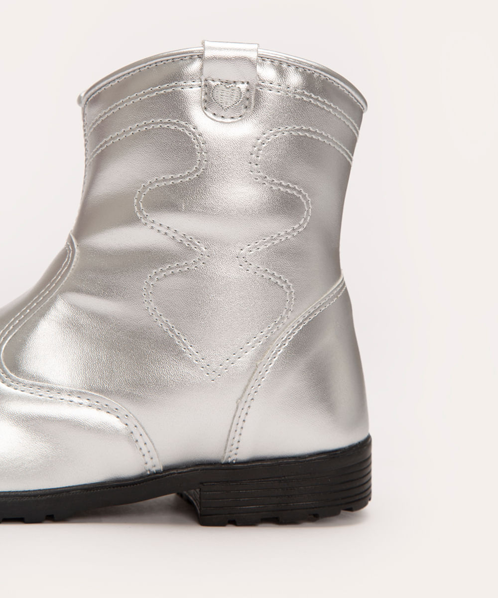 bota westen infantil metalizada prata