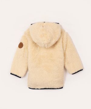 casaco de pelucia infantil com capuz bege