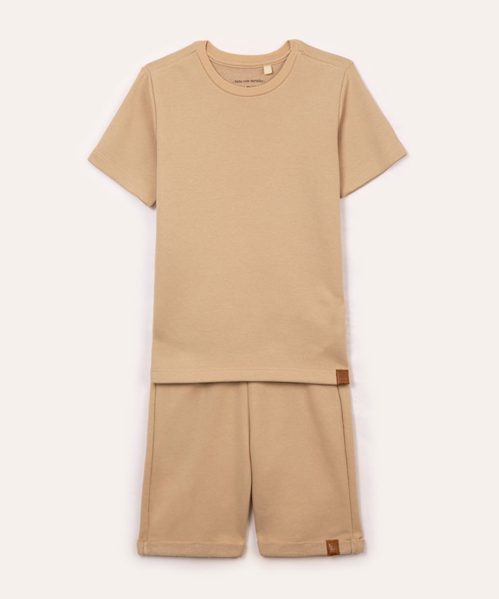 conjunto de moletom infantil bege