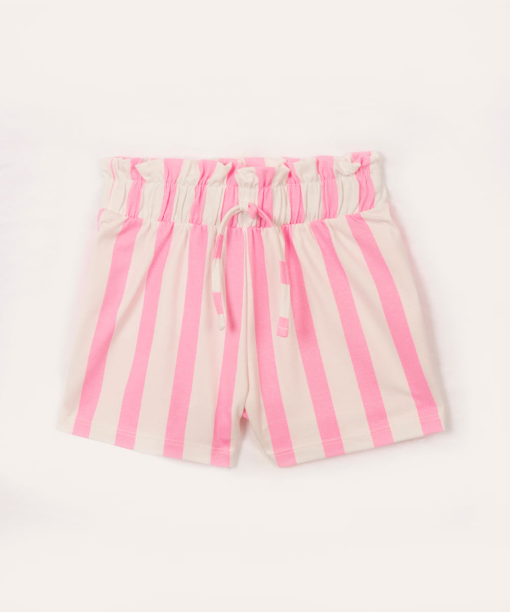 short de algodão infantil clochard listrado off white