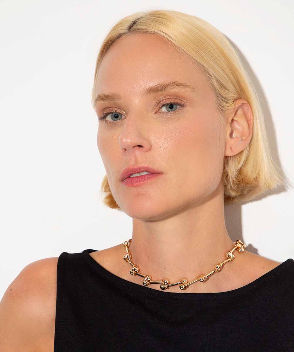 colar choker pinos mindset dourado