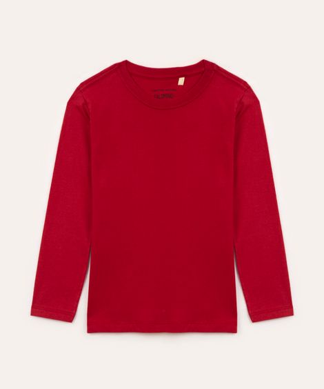 camiseta infantil de algodão manga longa vermelha