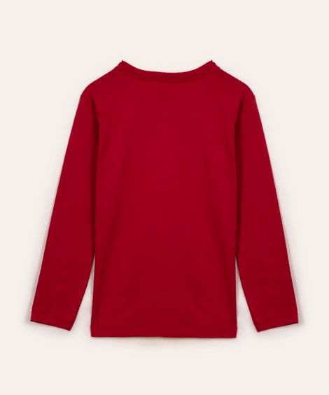 camiseta infantil de algodão manga longa vermelha