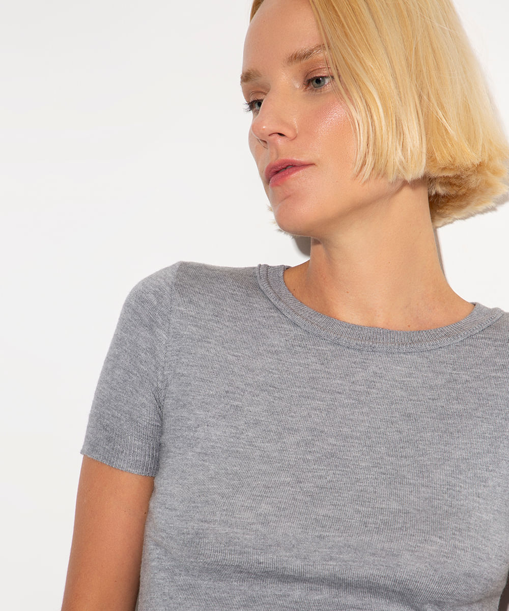 blusa de tricot mindset cinza