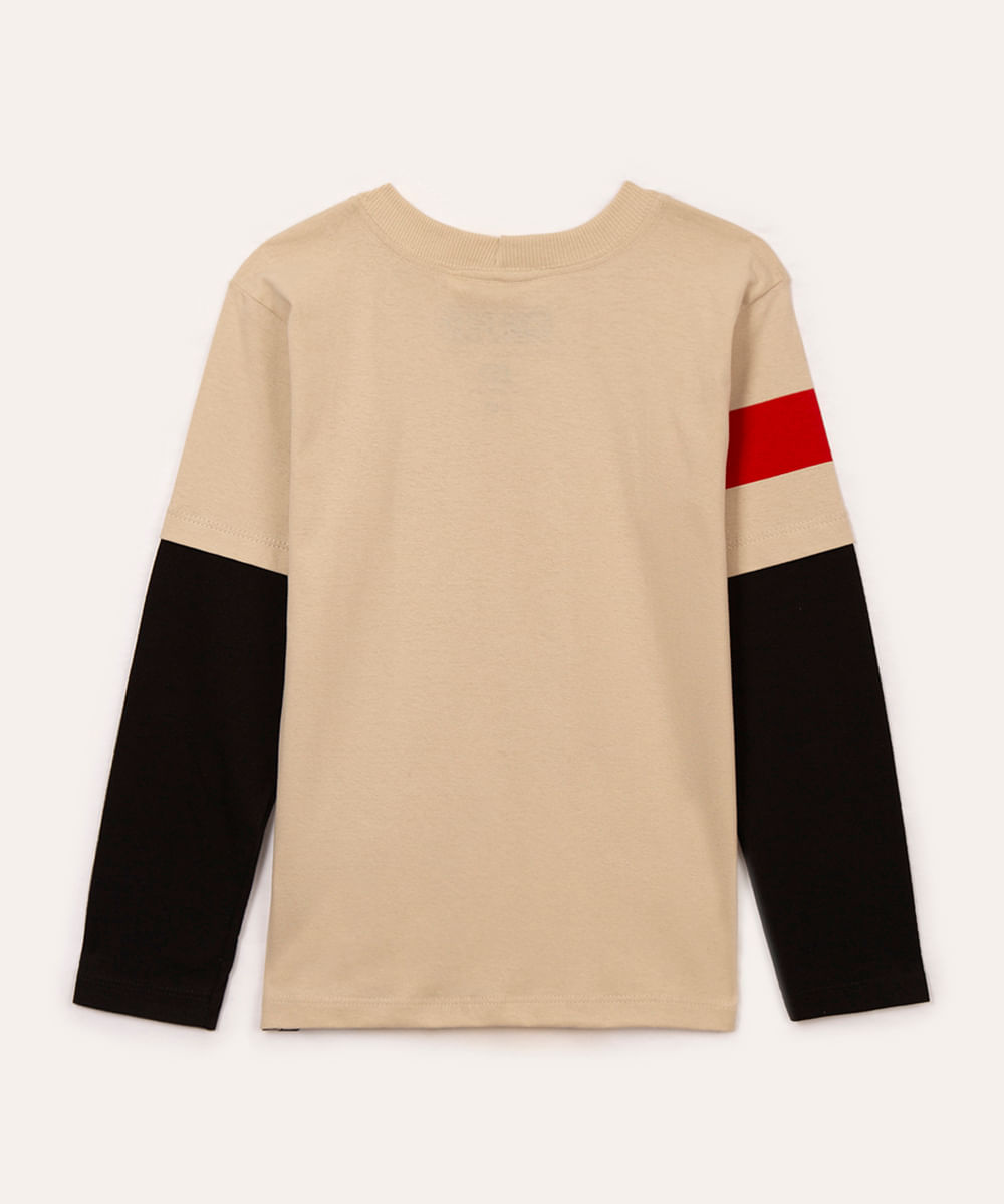 camiseta de algodão infantil one piece bege