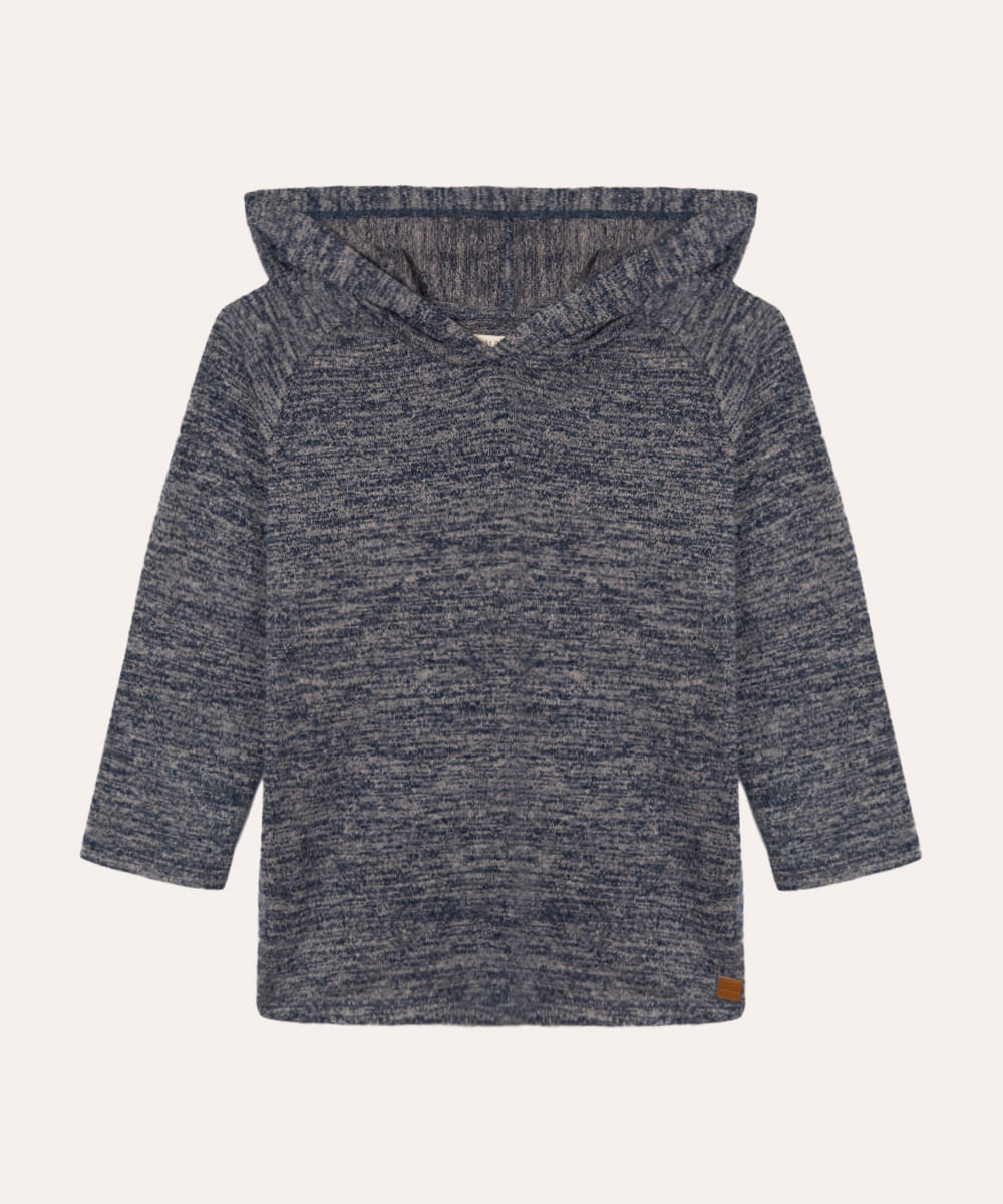 camiseta de tricot infantil com capuz azul