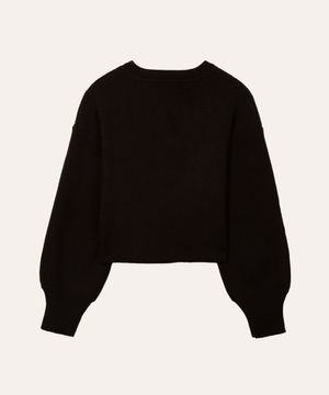 suéter cropped de tricot canelado juvenil preto