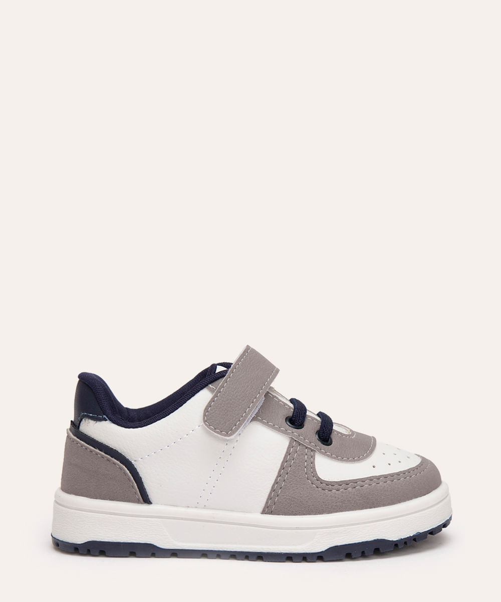 tênis infantil com velcro cinza