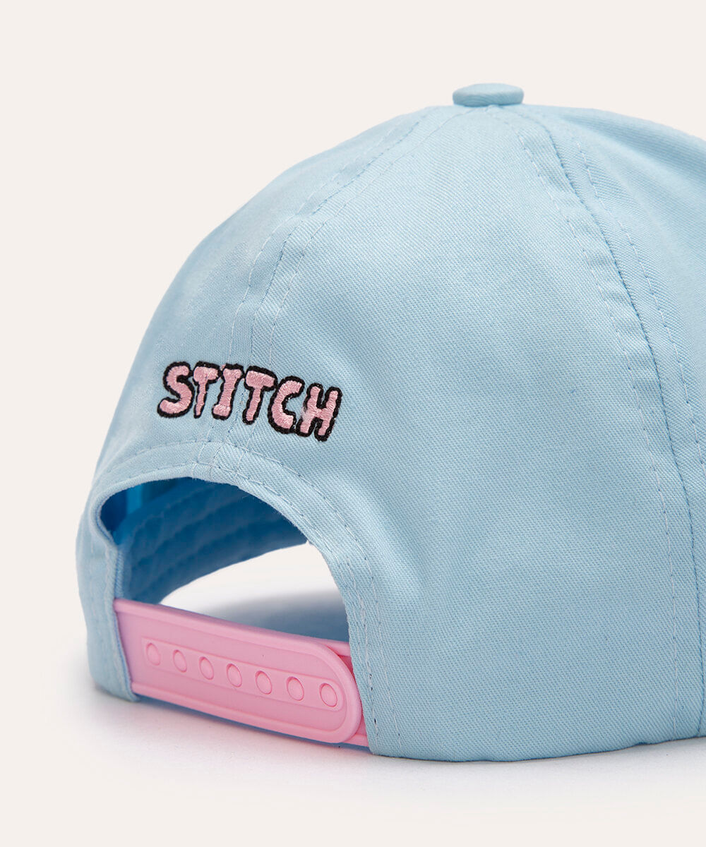 boné de sarja infantil stitch aba curva azul