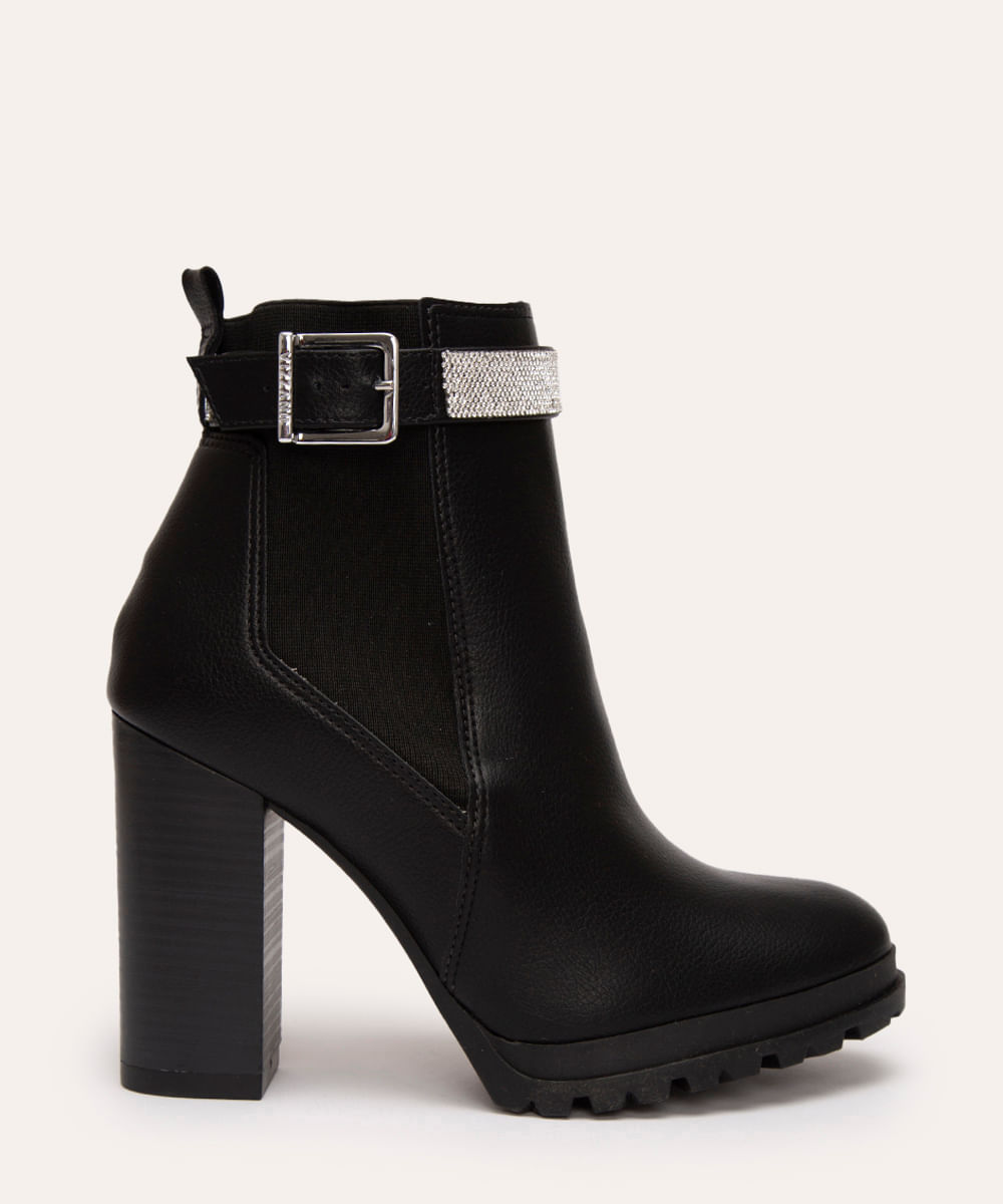 bota meia pata salto alto com strass vizzano preto
