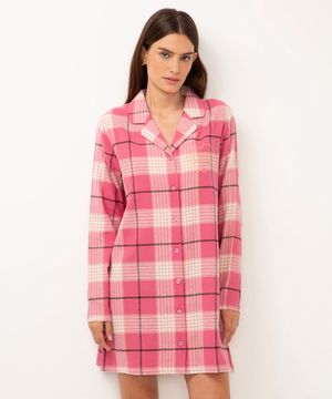 camisola de algodão americana xadrez rosa